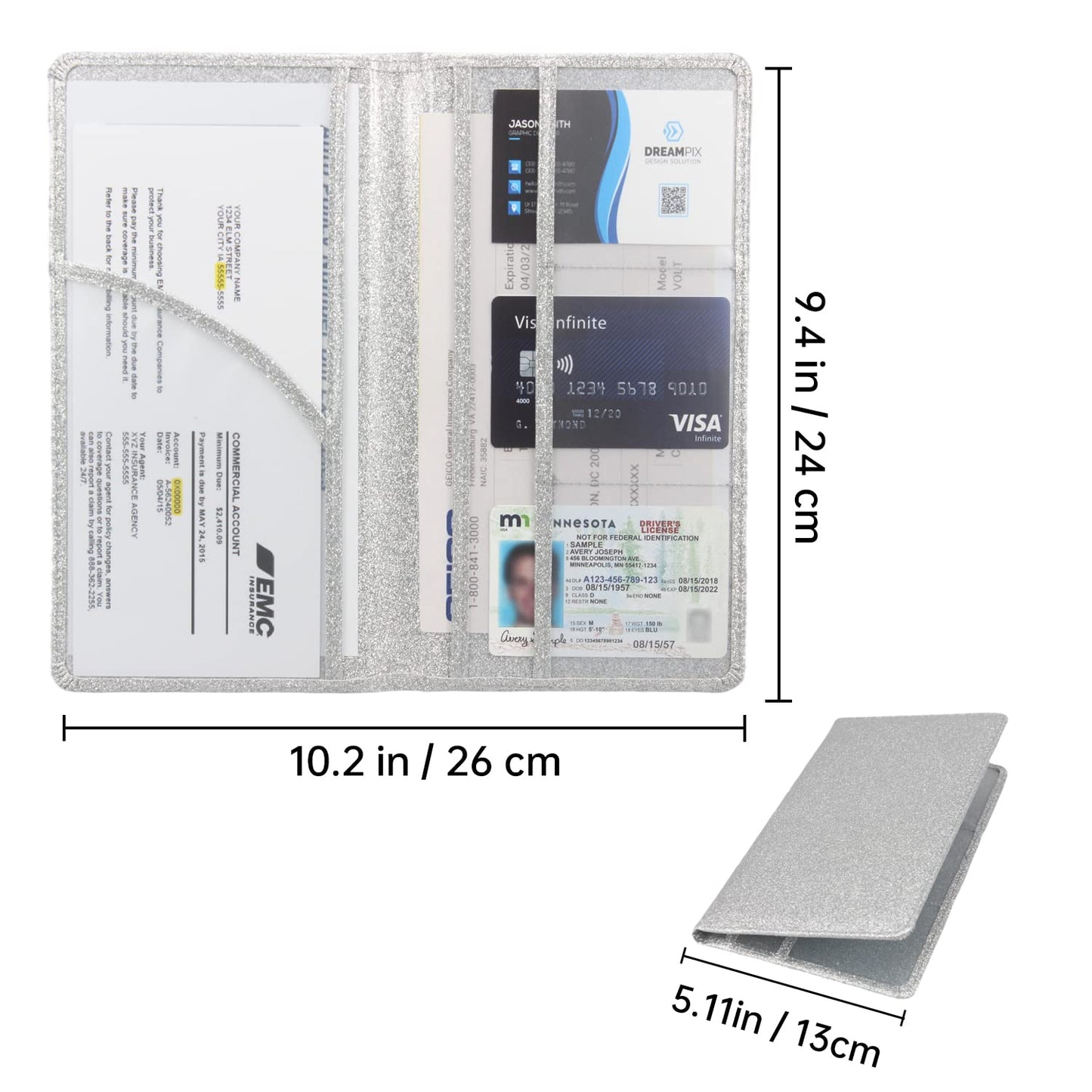 Magnetic Closure Vehicle Document Holder