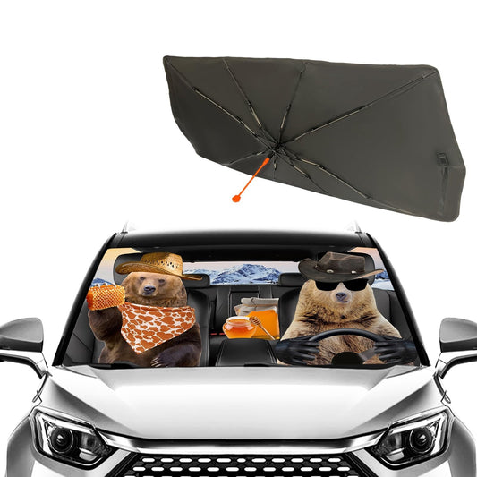 Windshield Sun Shade Umbrella Bear Sunshade - CarsBling - Best Car Gifts & Accessories