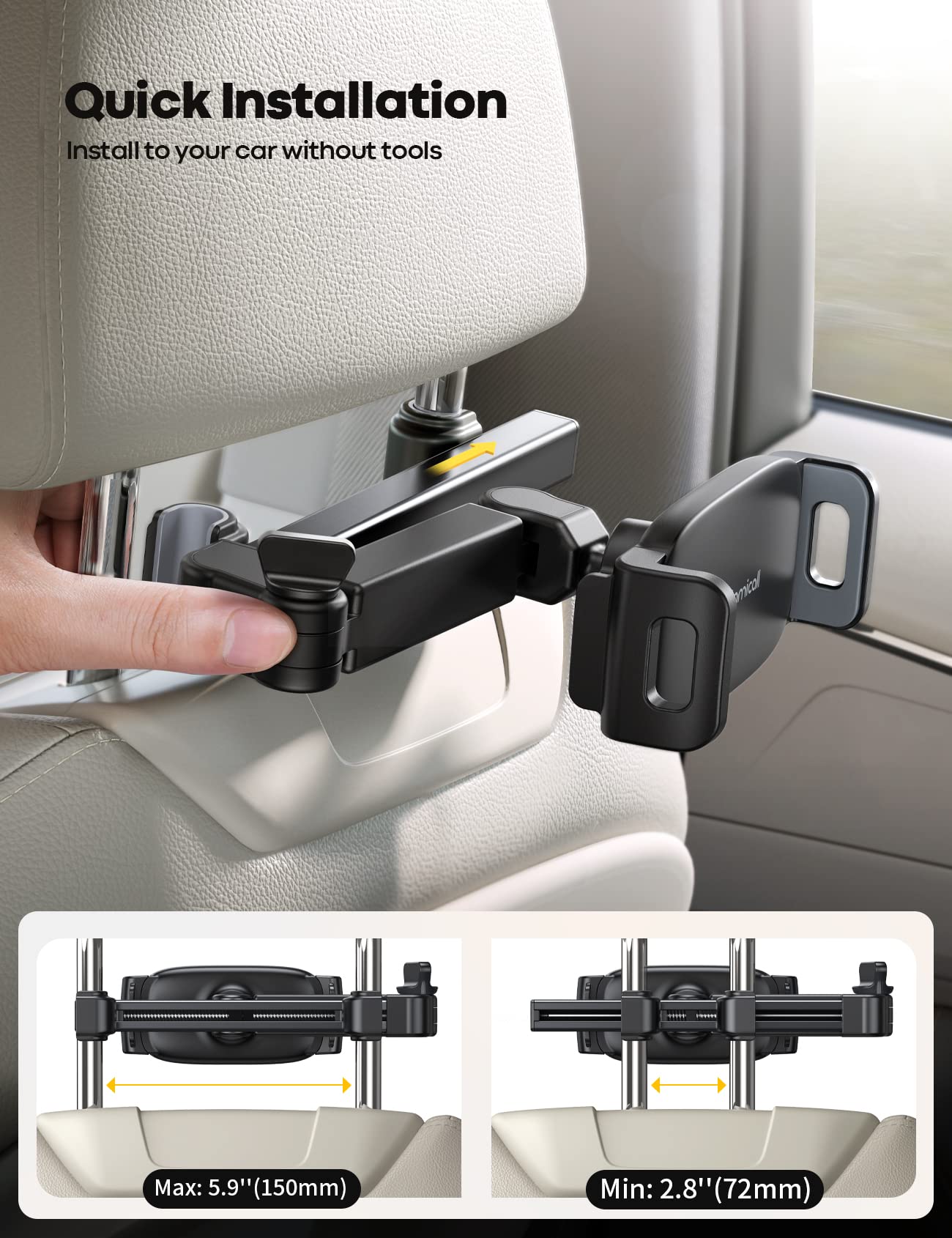 Car Headrest Tablet Holder - Adjustable Tablet Car Mount - CarsBling - Best Car Gifts & Accessories