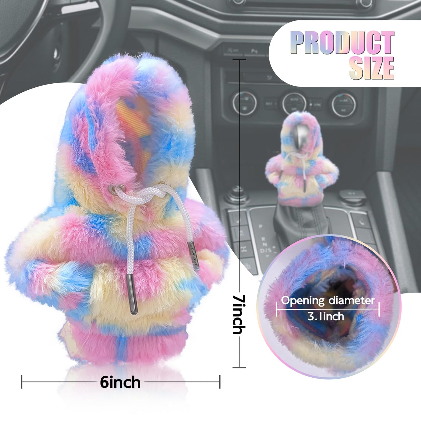 Colorful Plush Car Shift Knob Hoodie - CarsBling - Best Car Gifts & Accessories