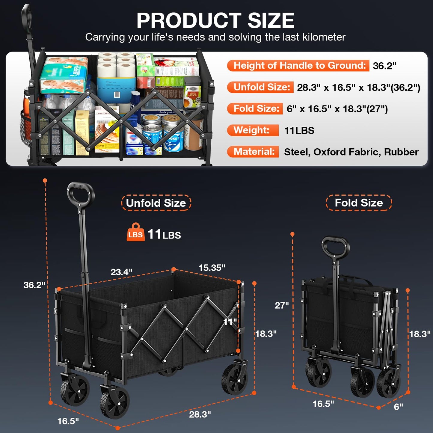 Foldable Utility Wagon with All-Terrain Wheels