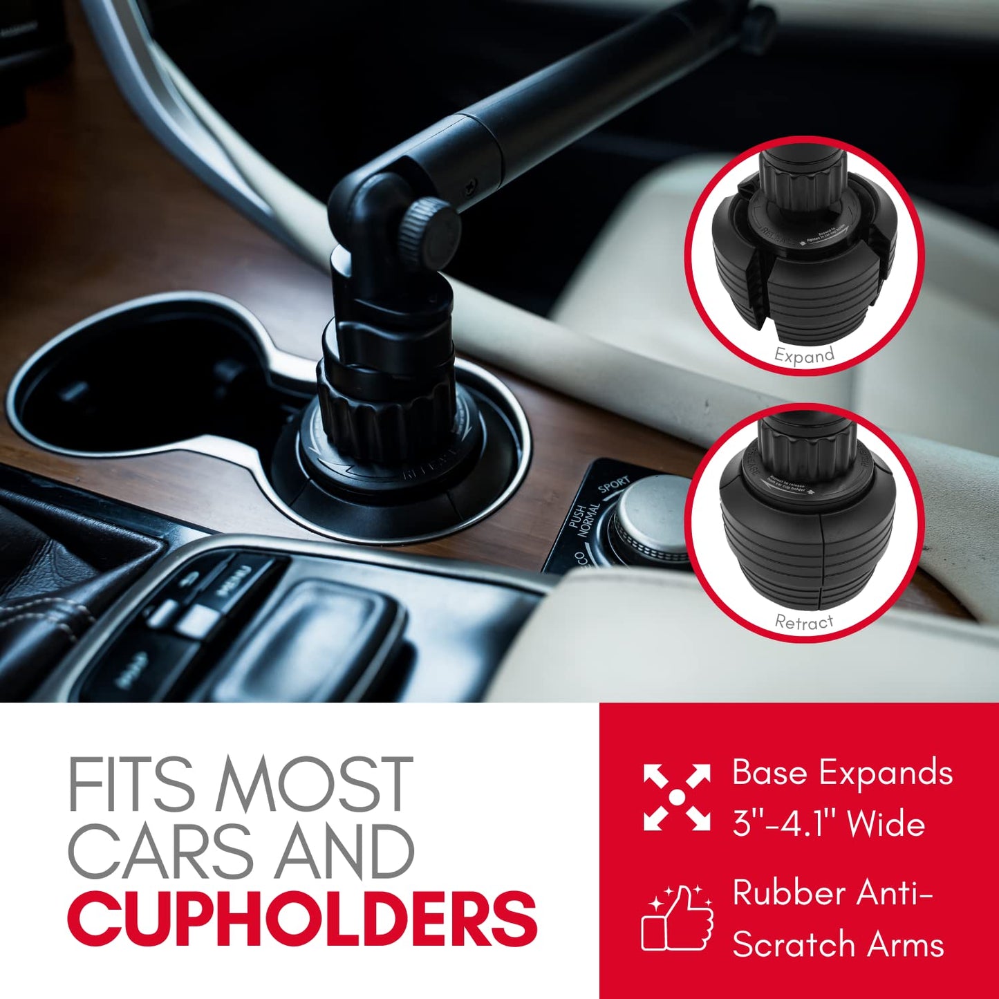 Cup Holder Tray- Adjustable Car Food Tray with Phone Slot - CarsBling - Best Car Gifts & Accessories