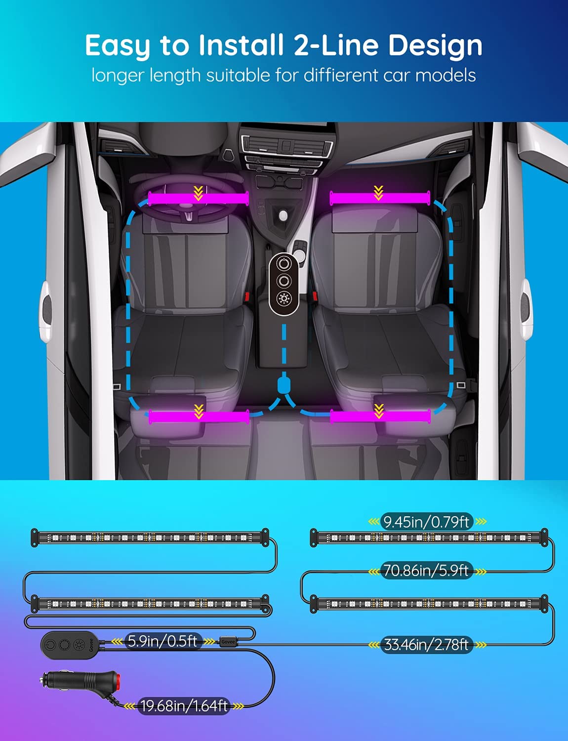 Car LED Lights with App Control, RGB Interior Lights - CarsBling - Best Car Gifts & Accessories