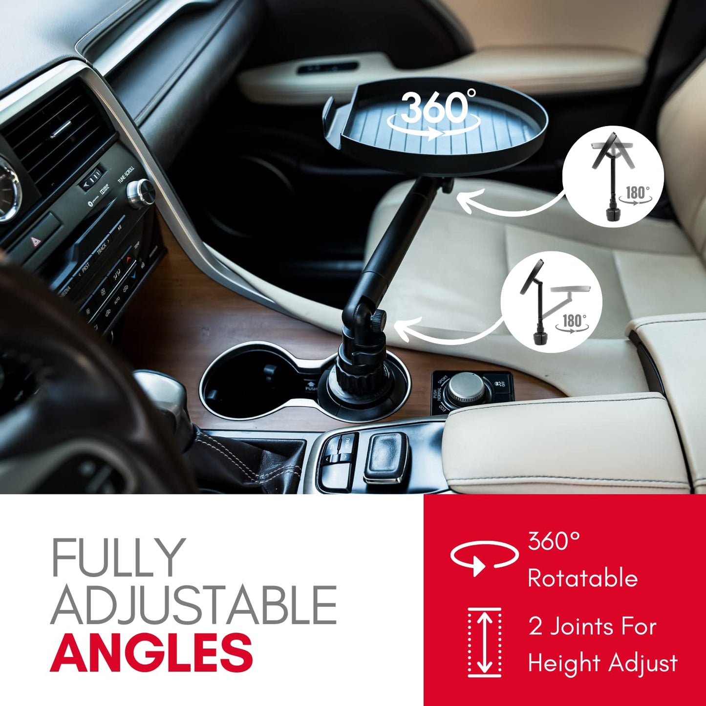 Cup Holder Tray- Adjustable Car Food Tray with Phone Slot - CarsBling - Best Car Gifts & Accessories