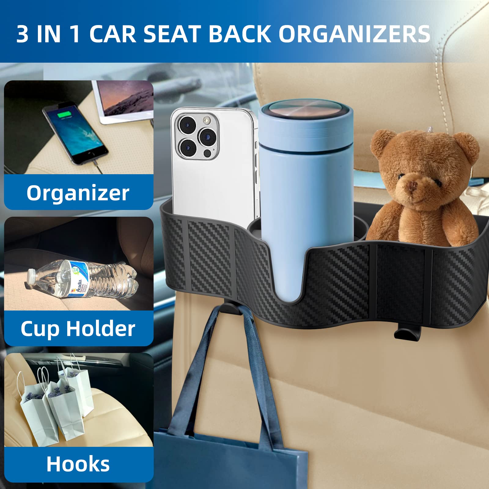 Car Headrest Backseat Organizer with Cup Holder - CarsBling - Best Car Gifts & Accessories