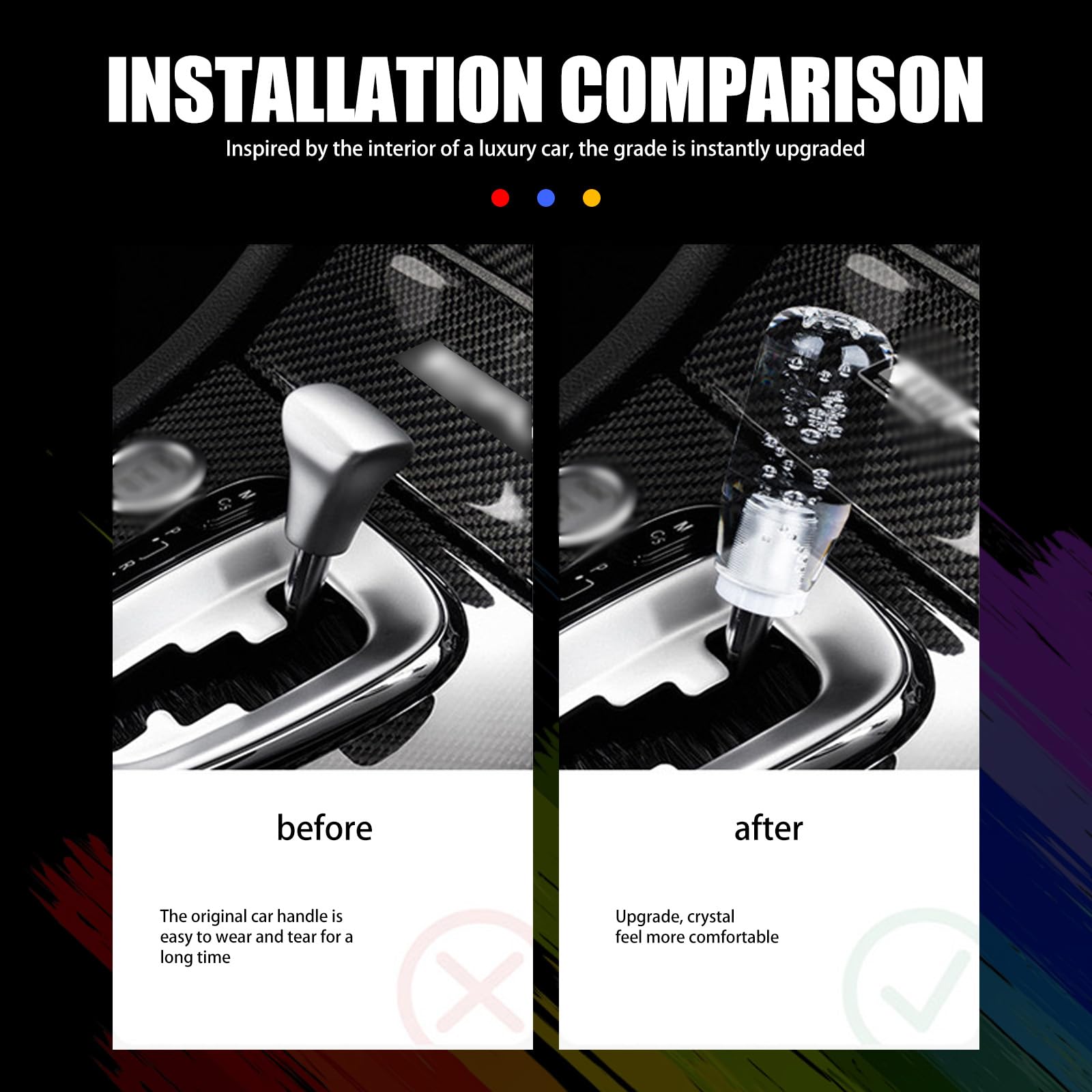 LED Luminous Crystal Gear Shifter with Colorful Lights - CarsBling - Best Car Gifts & Accessories