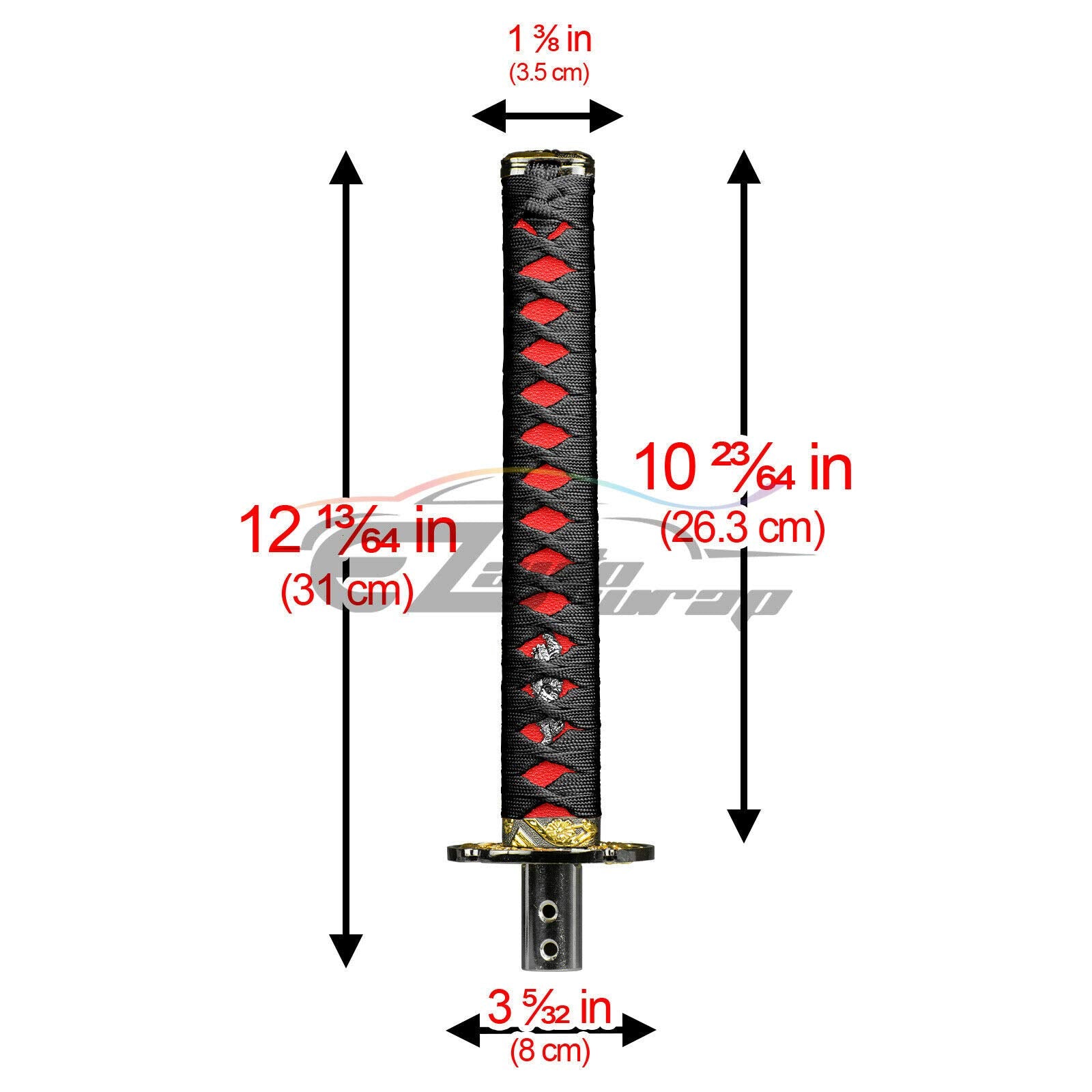 Black Red Shift Knob Samurai Sword Alloy Katana with Adapter - CarsBling - Best Car Gifts & Accessories