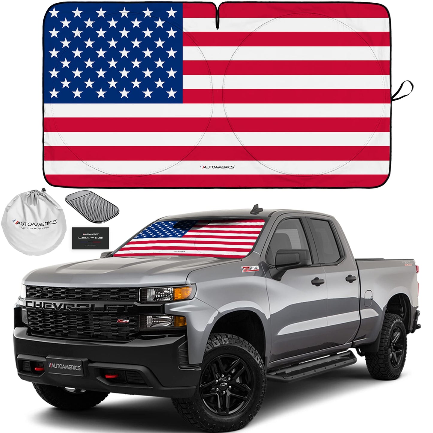 Windshield Sun Shade, American Flag Design - CarsBling - Best Car Gifts & Accessories