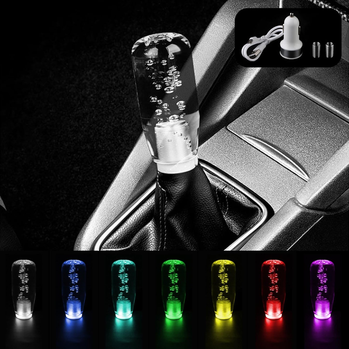 LED Luminous Crystal Gear Shifter with Colorful Lights - CarsBling - Best Car Gifts & Accessories