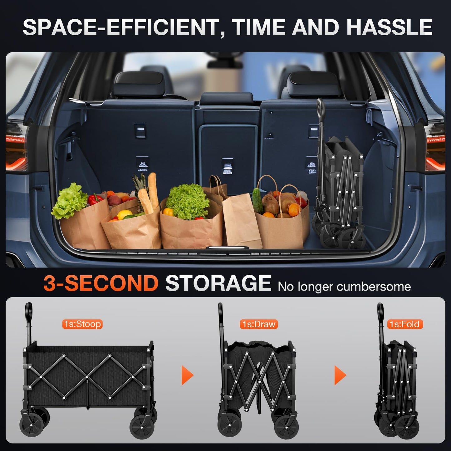 Foldable Utility Wagon with All-Terrain Wheels