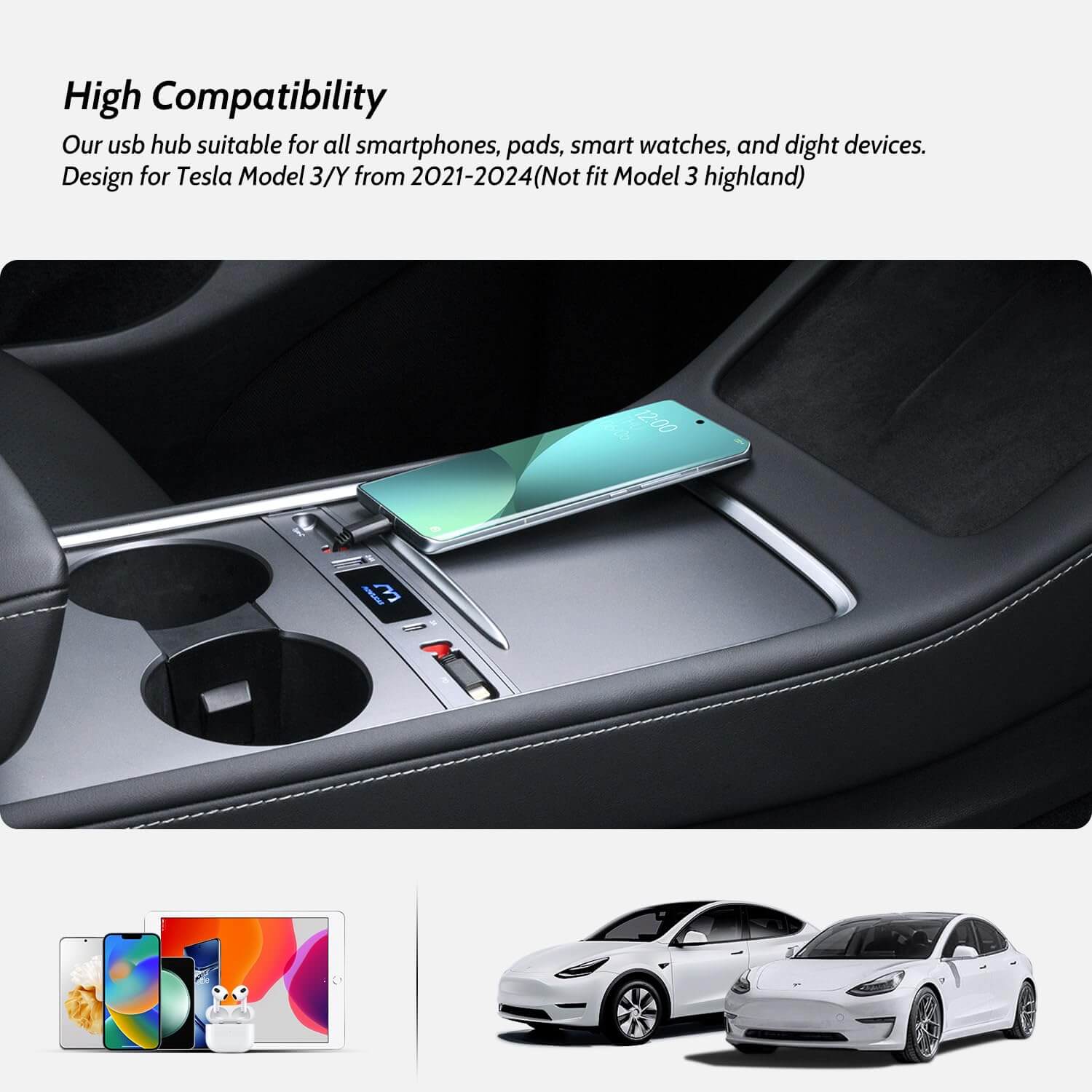 Upgrade Touch Switch Design for Tesla USB Hub - CarsBling - Best Car Gifts & Accessories