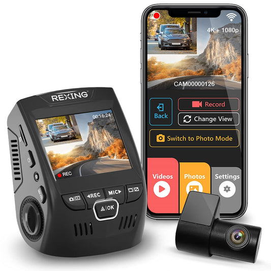 4K Car Front Dash Cam + Rear Wi-Fi 170° Wide Angle Rear Cam - CarsBling - Best Car Gifts & Accessories