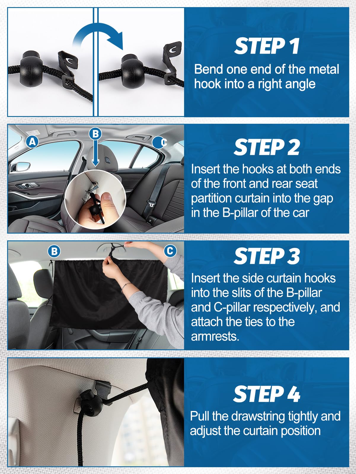 Car Privacy Curtains - 95% Light Blocking - CarsBling - Best Car Gifts & Accessories