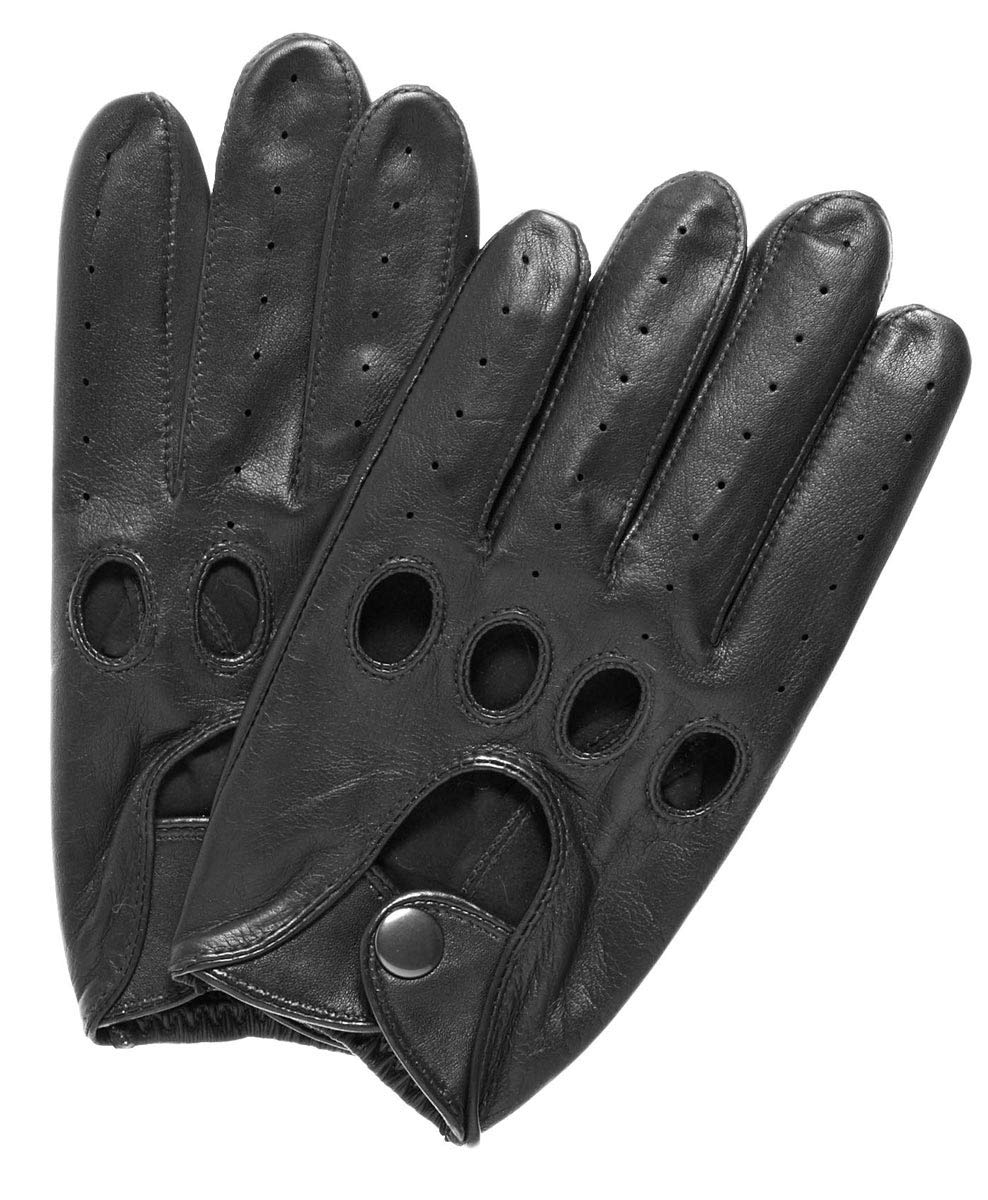Men's Leather Driving Gloves - Black (Size M) - CarsBling - Best Car Gifts & Accessories