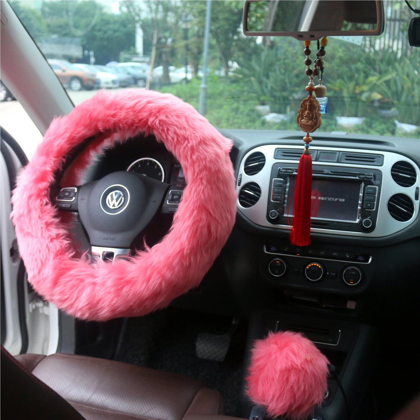 Winter Warm Faux Wool Steering Wheel Cover Set - CarsBling - Best Car Gifts & Accessories
