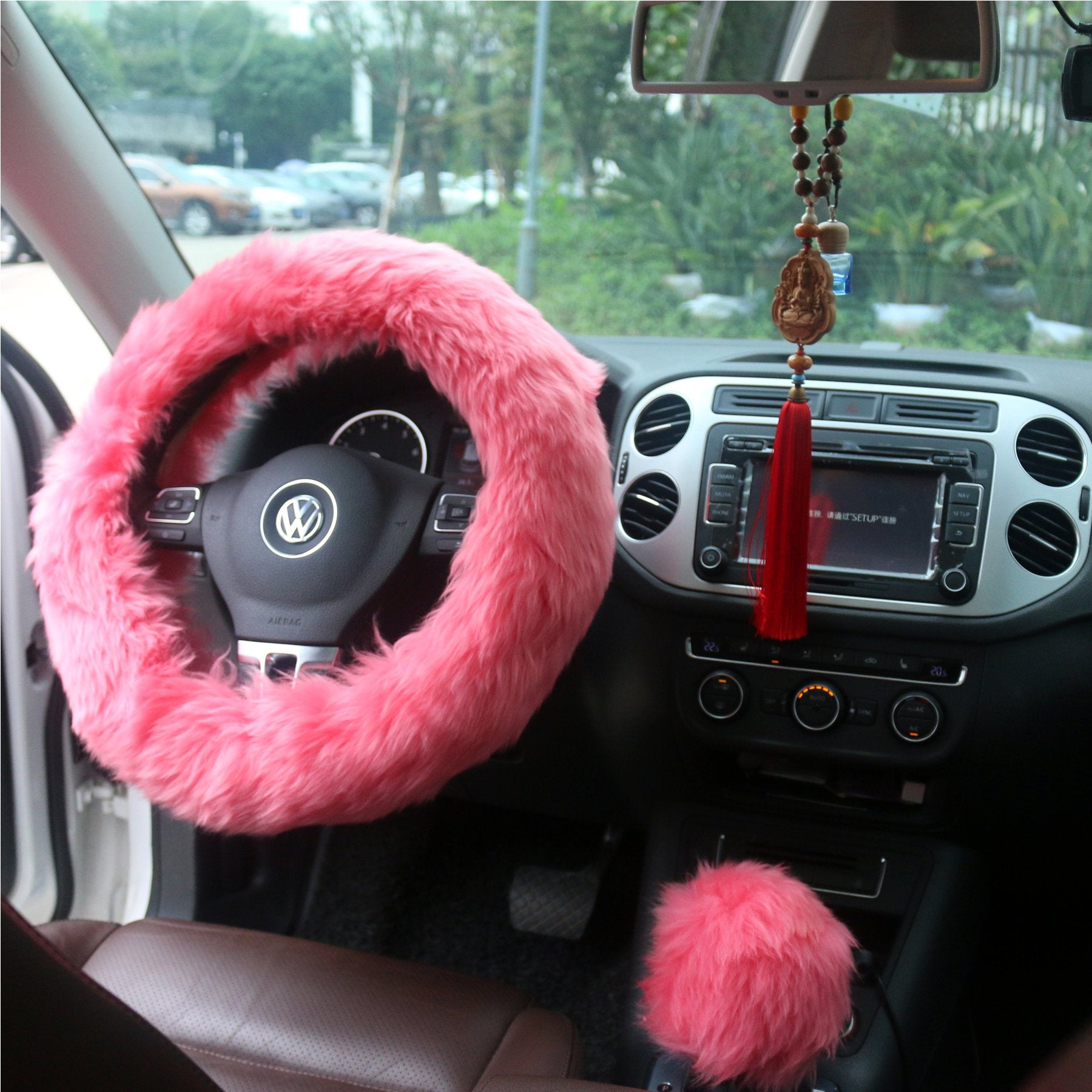 Winter Warm Faux Wool Steering Wheel Cover Set - CarsBling - Best Car Gifts & Accessories