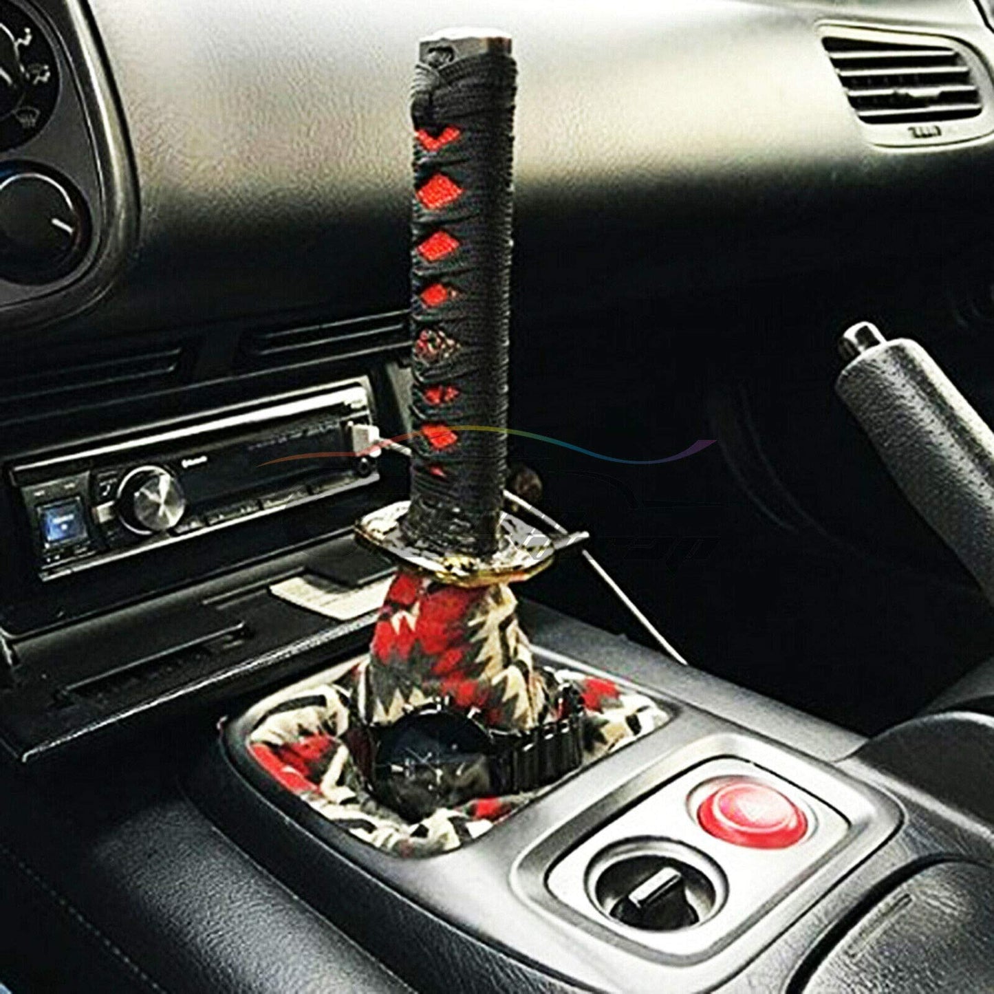 Black Red Shift Knob Samurai Sword Alloy Katana with Adapter - CarsBling - Best Car Gifts & Accessories