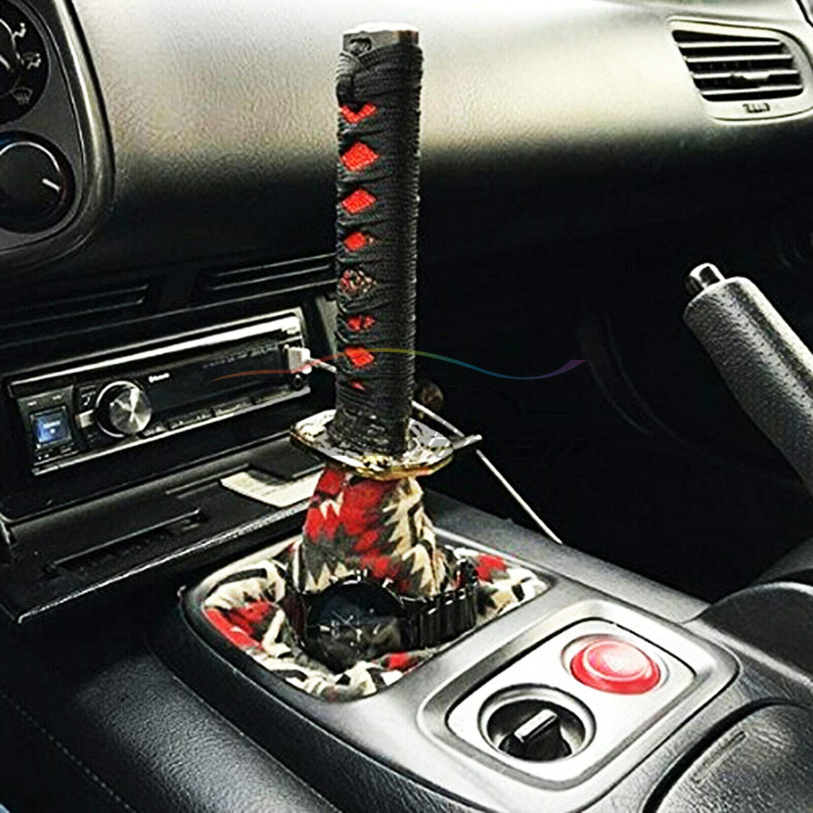 Black Red Shift Knob Samurai Sword Alloy Katana with Adapter - CarsBling - Best Car Gifts & Accessories