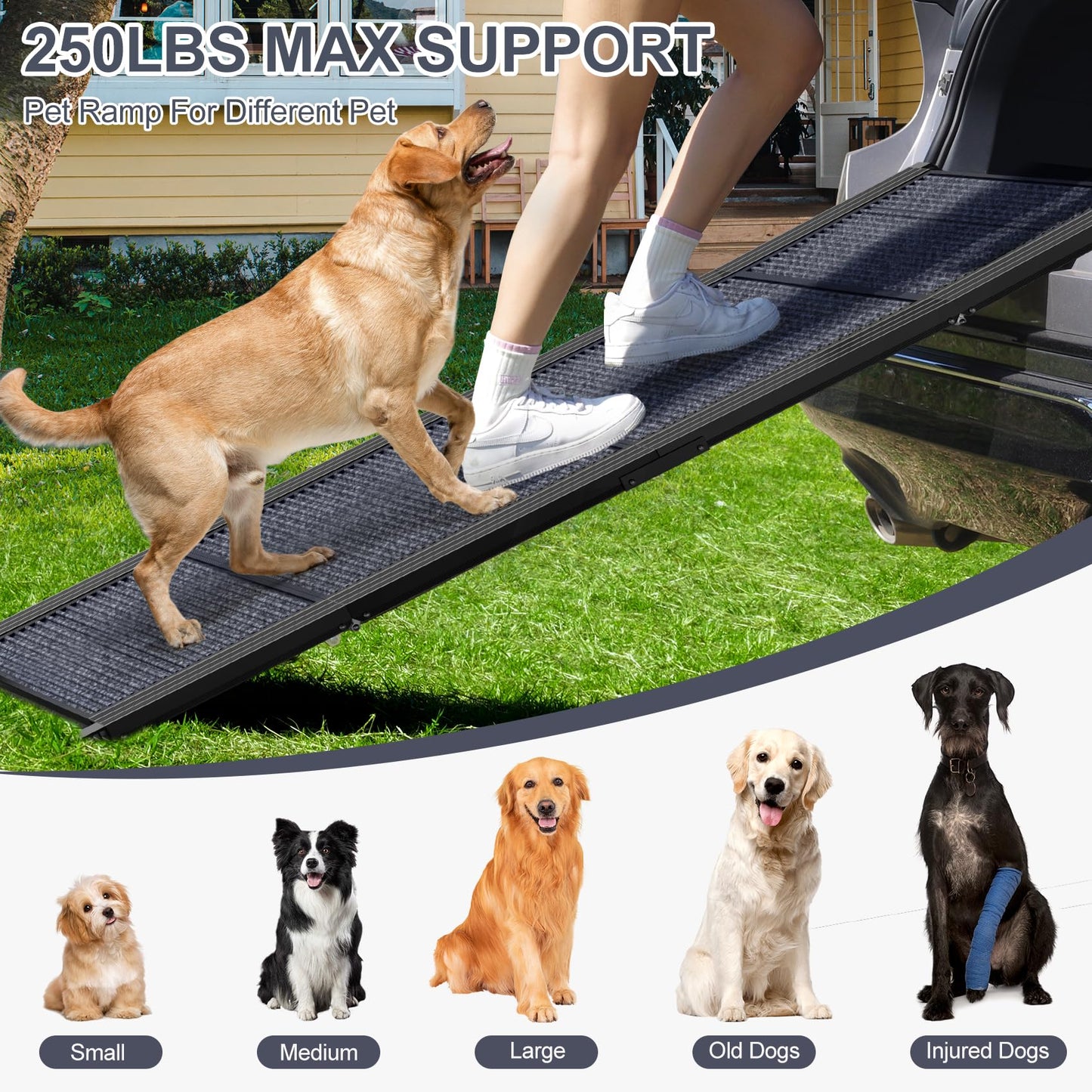 Folding Portable Dog Ramp for Car, 63" Long & 17" Wide - CarsBling - Best Car Gifts & Accessories