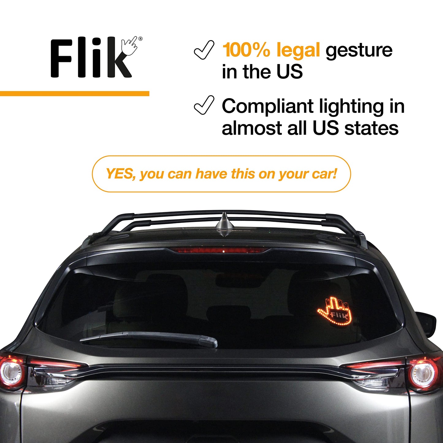 Middle Finger Light for Car Window - Funny Back Window Sign - CarsBling - Best Car Gifts & Accessories