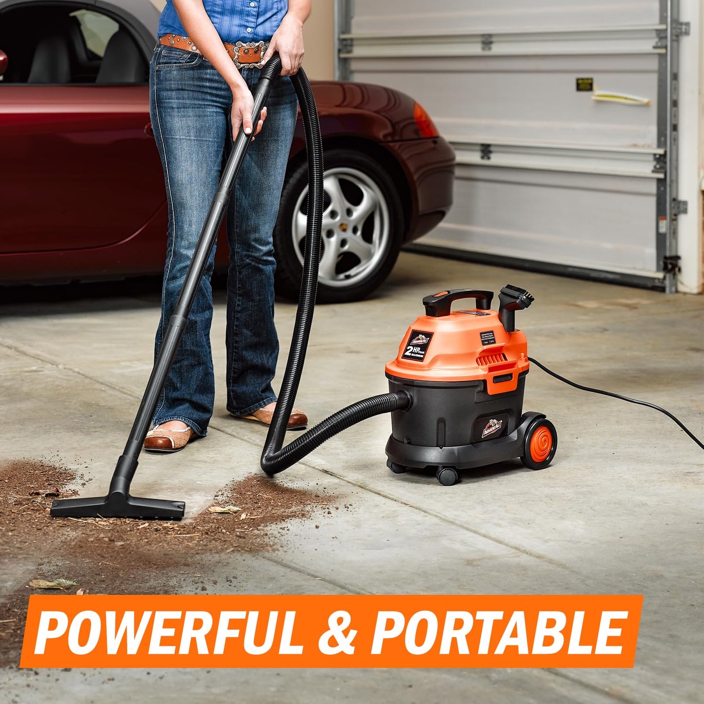 2.5 Gallon Utility Wet/Dry Car Vac, Orange - CarsBling - Best Car Gifts & Accessories