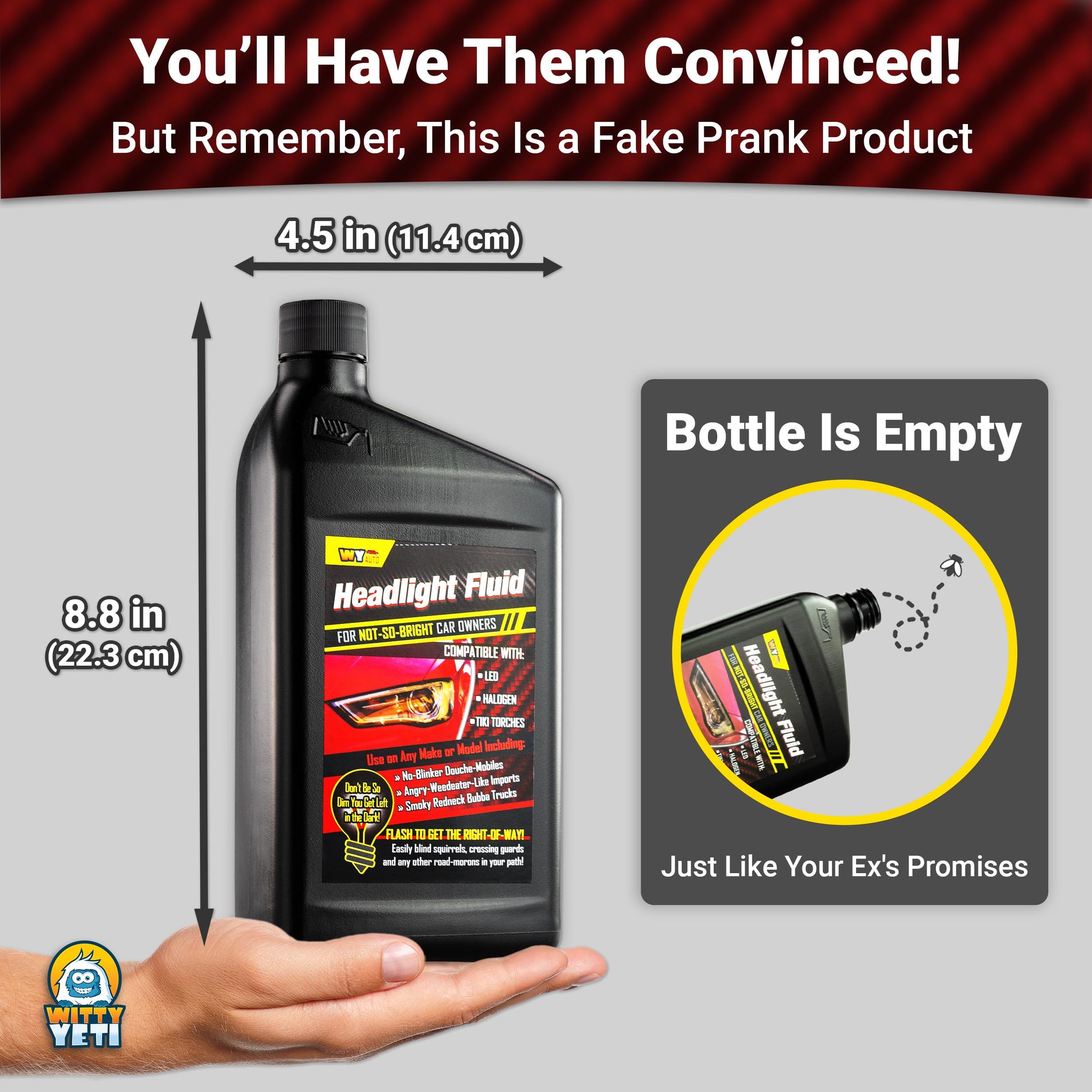 Witty Yeti Headlight Fluid: Hilarious Car Gag Gift for Automotive Enthusiasts - CarsBling - Best Car Gifts & Accessories