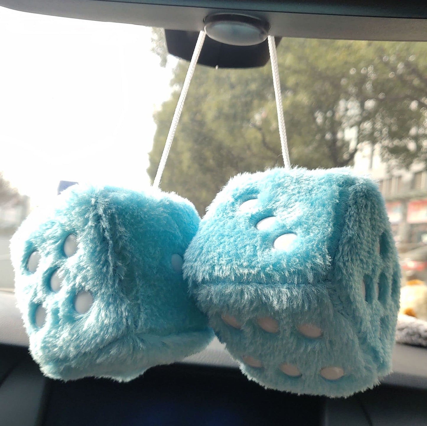 Fuzzy Plush Dice Pair for Car Mirror, Retro 3” Pink Dice - CarsBling - Best Car Gifts & Accessories