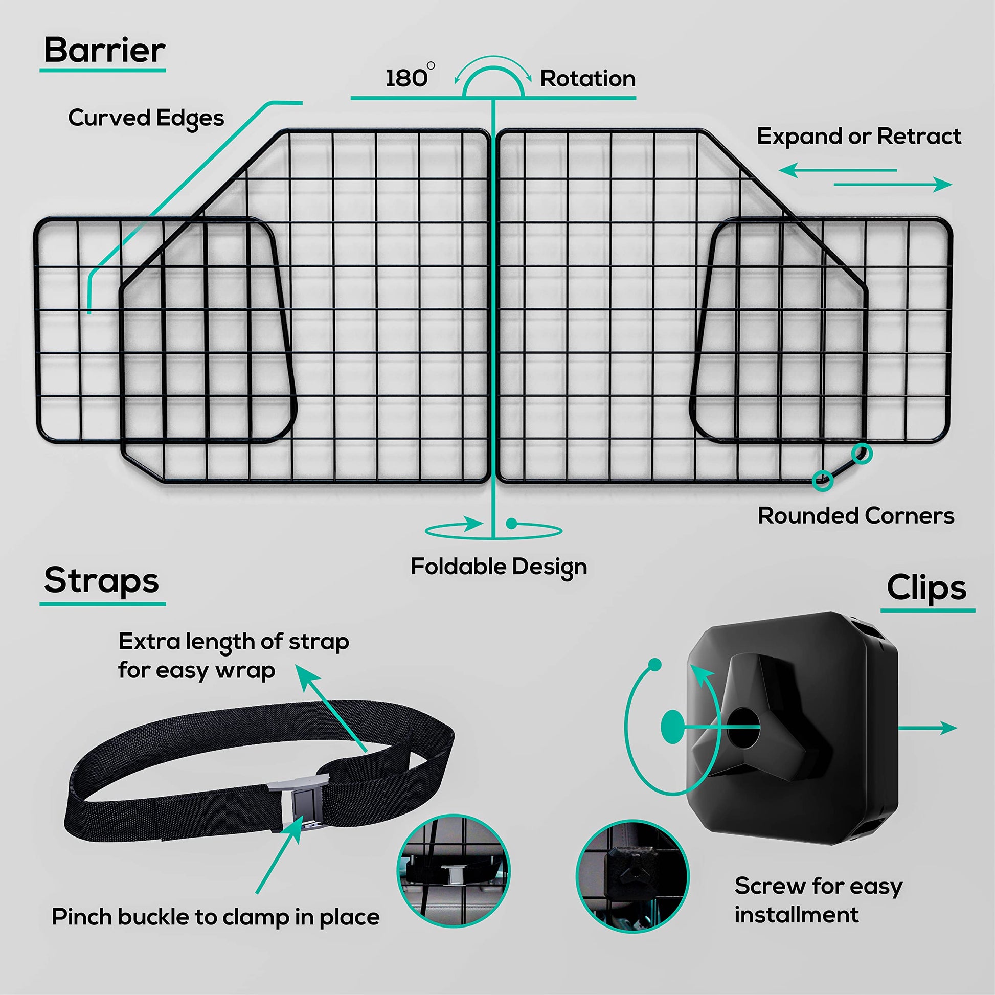 Heavy-Duty Foldable & Adjustable Dog Car Barrier - CarsBling - Best Car Gifts & Accessories