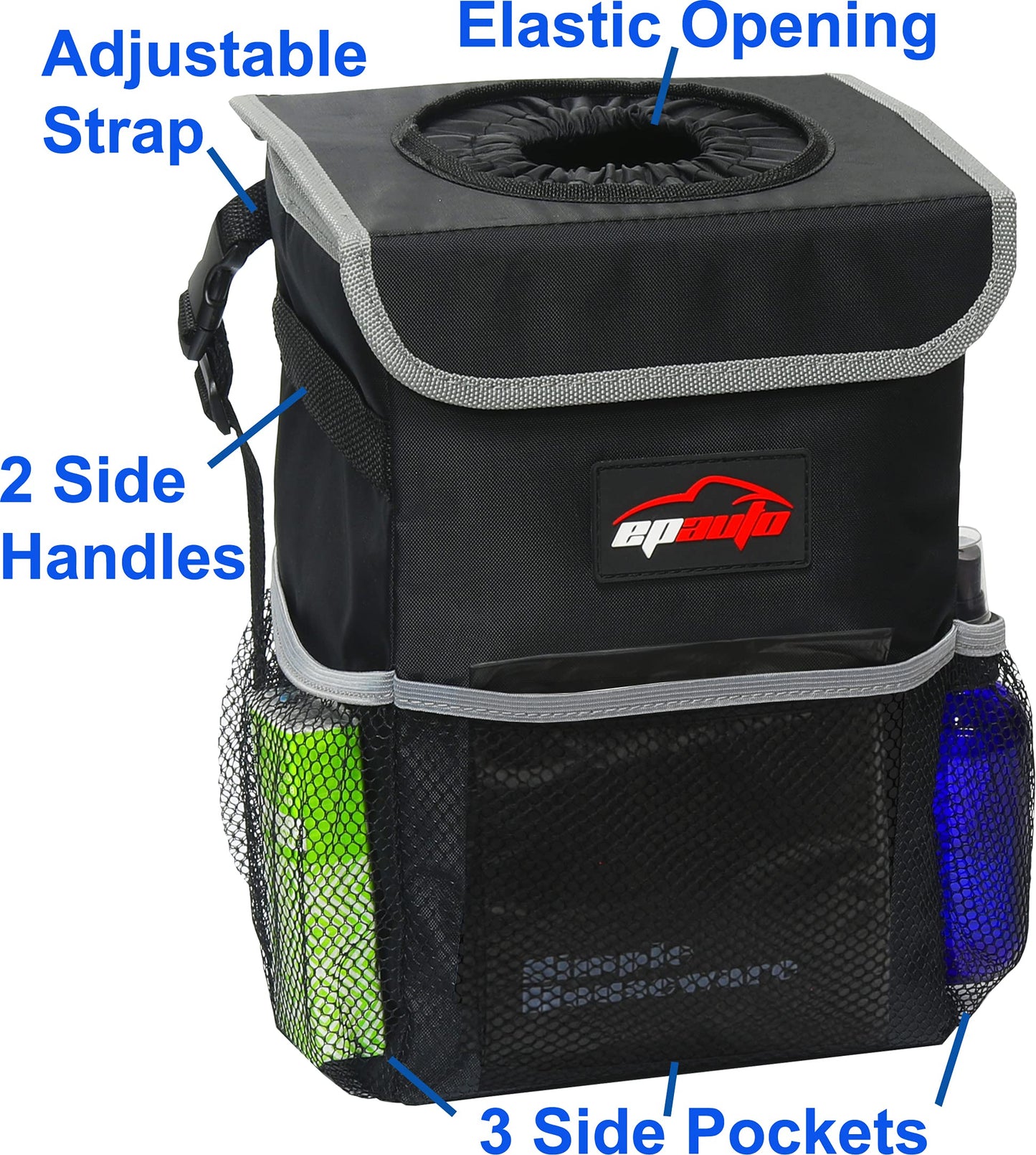 Waterproof Car Trash Can with Lid and Storage Pockets - CarsBling - Best Car Gifts & Accessories