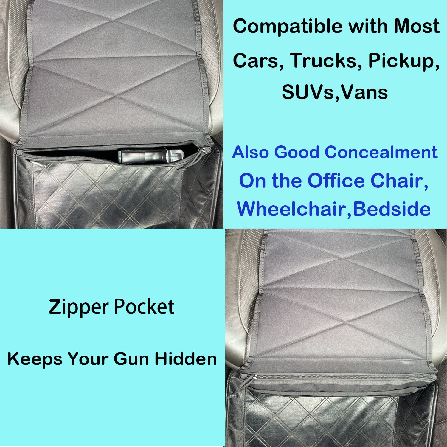 Concealed Car Seat Carry Holster with Zipper Pocket - CarsBling - Best Car Gifts & Accessories