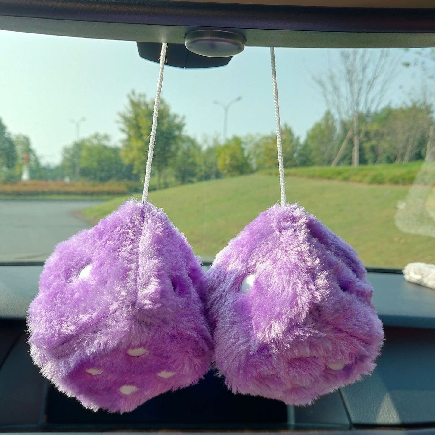 Fuzzy Plush Dice Pair for Car Mirror, Retro 3” Pink Dice - CarsBling - Best Car Gifts & Accessories
