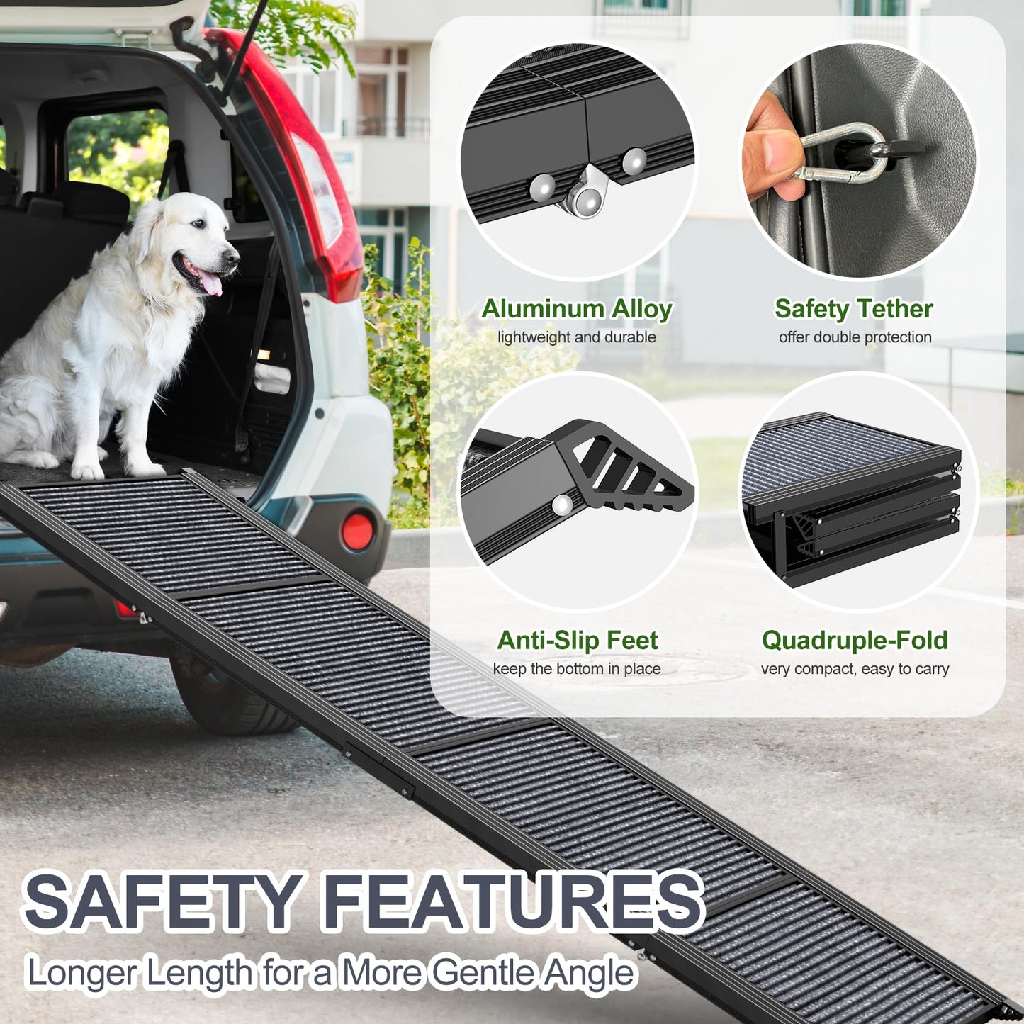 Folding Portable Dog Ramp for Car, 63" Long & 17" Wide - CarsBling - Best Car Gifts & Accessories
