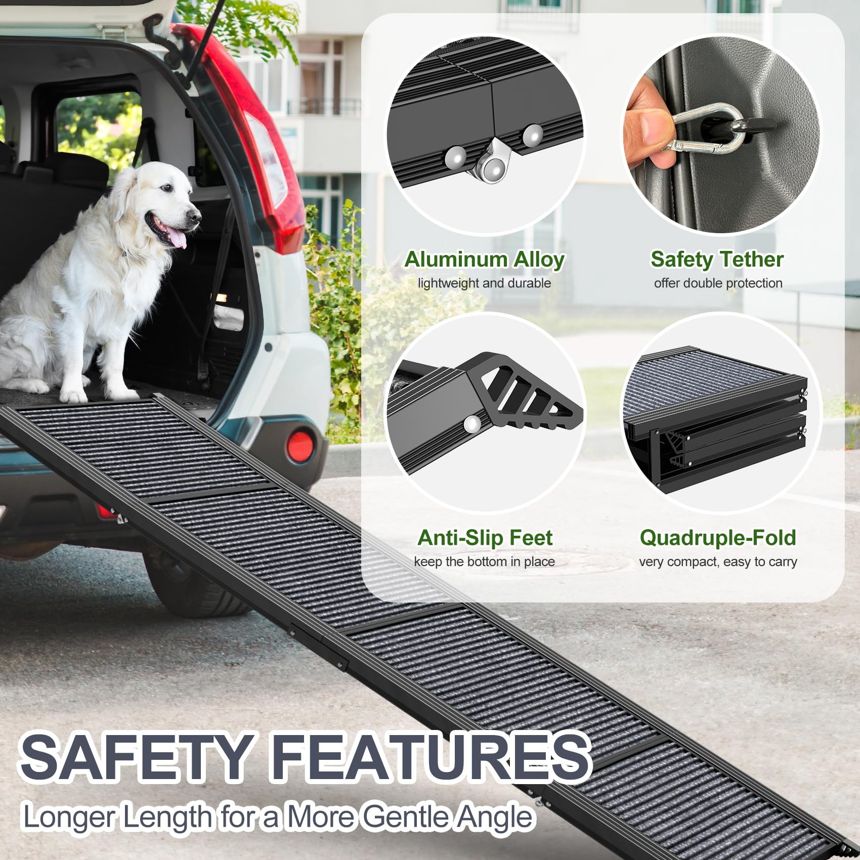 Folding Portable Dog Ramp for Car, 63" Long & 17" Wide - CarsBling - Best Car Gifts & Accessories