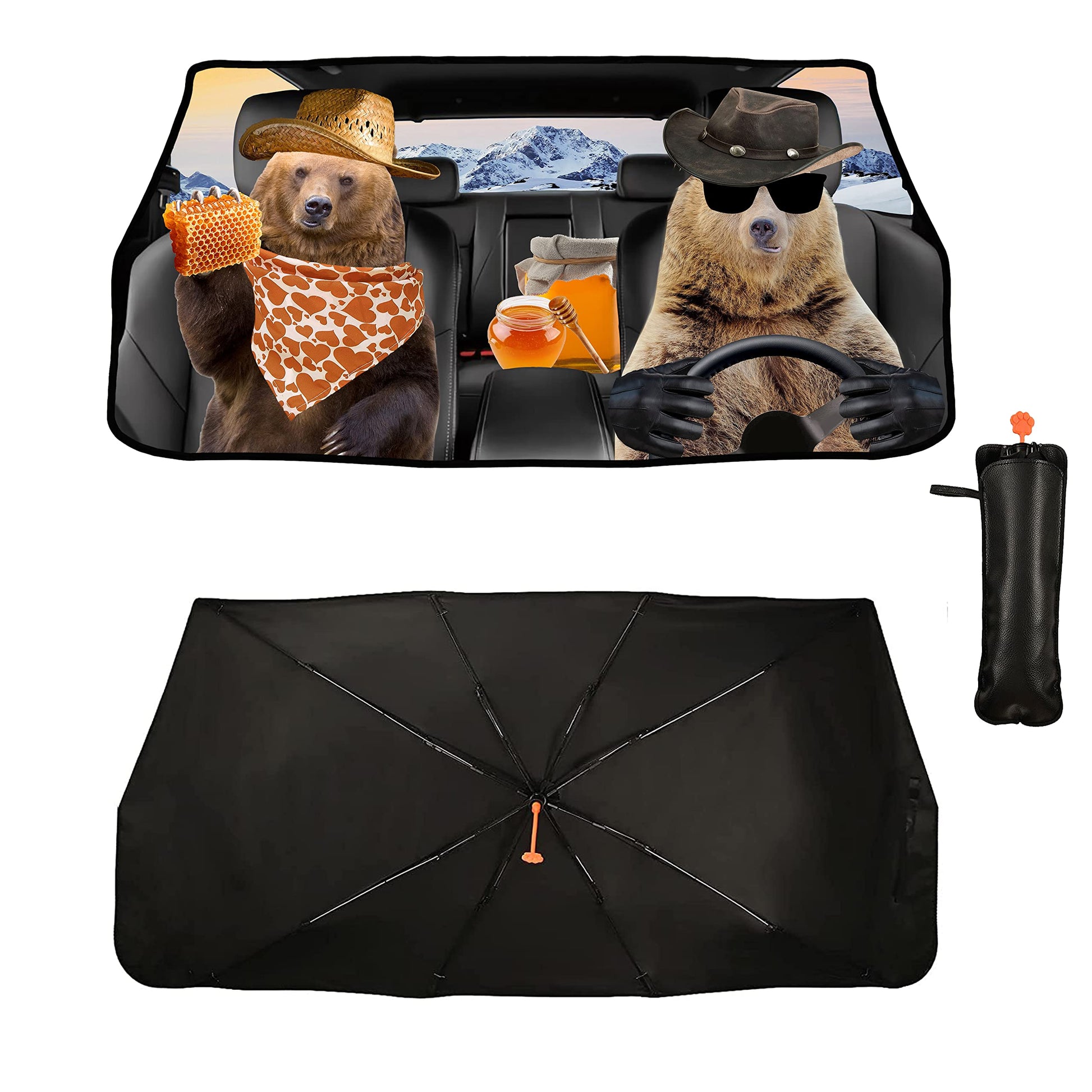 Windshield Sun Shade Umbrella Bear Sunshade - CarsBling - Best Car Gifts & Accessories