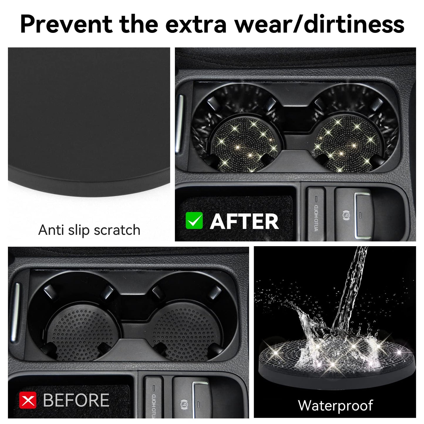 Bling Cup Holder Coasters for Car - Universal Non-Slip Cup Holder (2PCS) - CarsBling - Best Car Gifts & Accessories