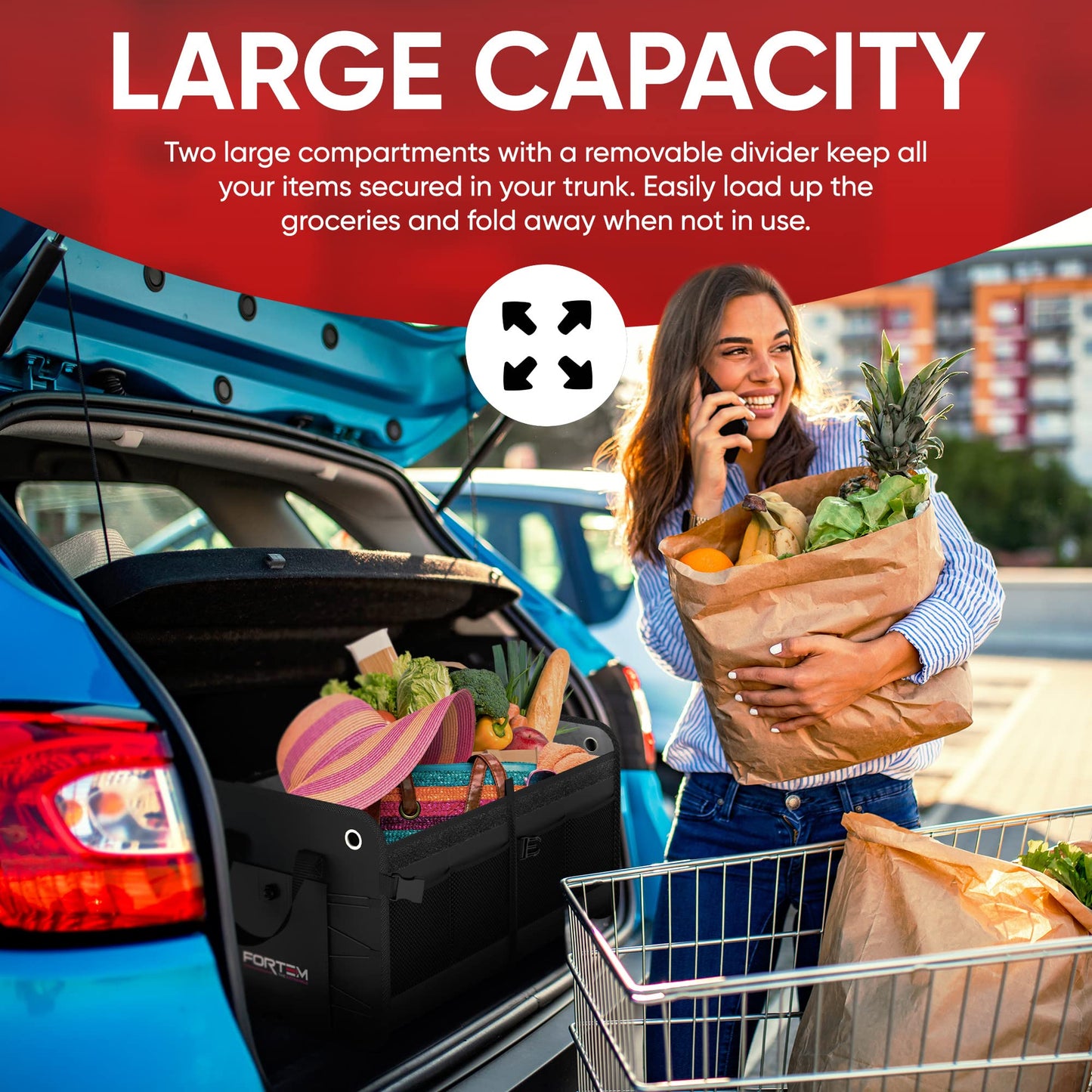 SUV Trunk Organizer, Collapsible Multi-Compartment Storage Bag - CarsBling - Best Car Gifts & Accessories
