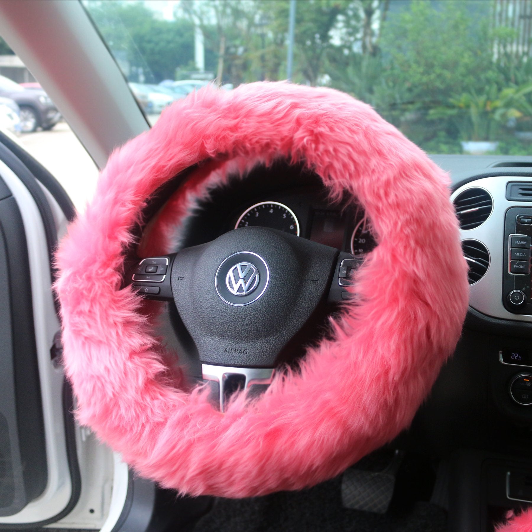 Winter Warm Faux Wool Steering Wheel Cover Set - CarsBling - Best Car Gifts & Accessories