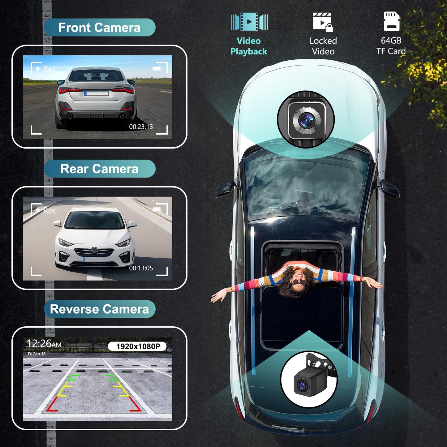 Portable 9in Wireless Apple Carplay and Android Auto Touch Screen with 4K Dash Cam - CarsBling - Best Car Gifts & Accessories