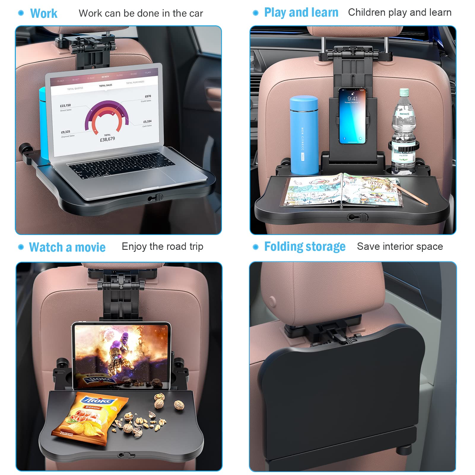 VRBFF Car Backseat Tray Table: Convenient Multifunctional Travel Companion - CarsBling - Best Car Gifts & Accessories