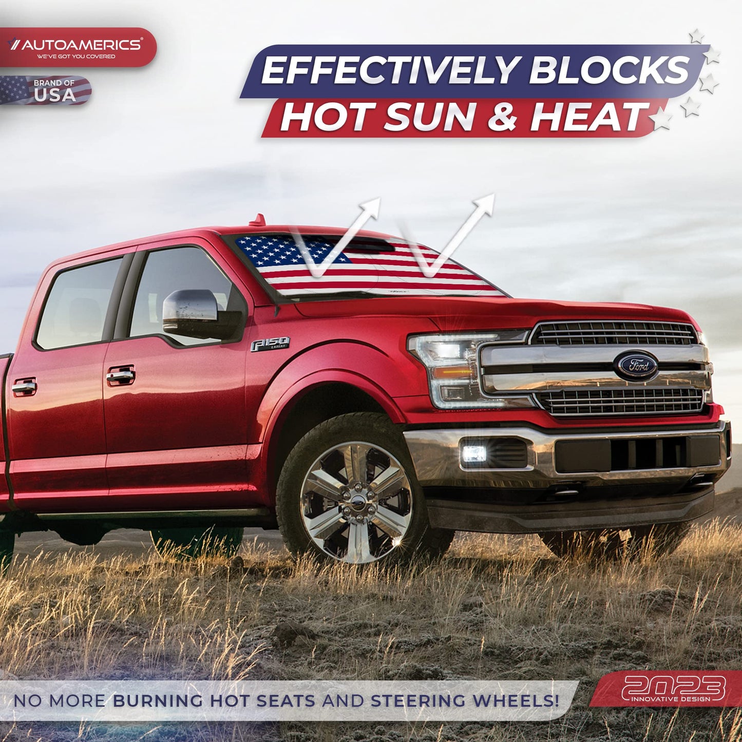 Windshield Sun Shade, American Flag Design - CarsBling - Best Car Gifts & Accessories