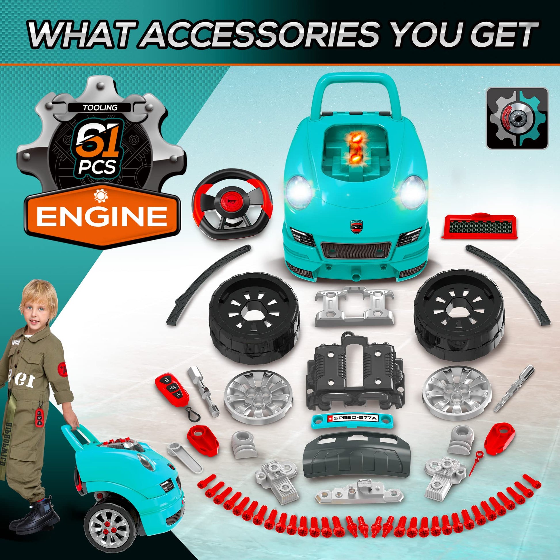 Kids Truck Engine Toy Mechanic Car Repair Set Workshop - CarsBling - Best Car Gifts & Accessories