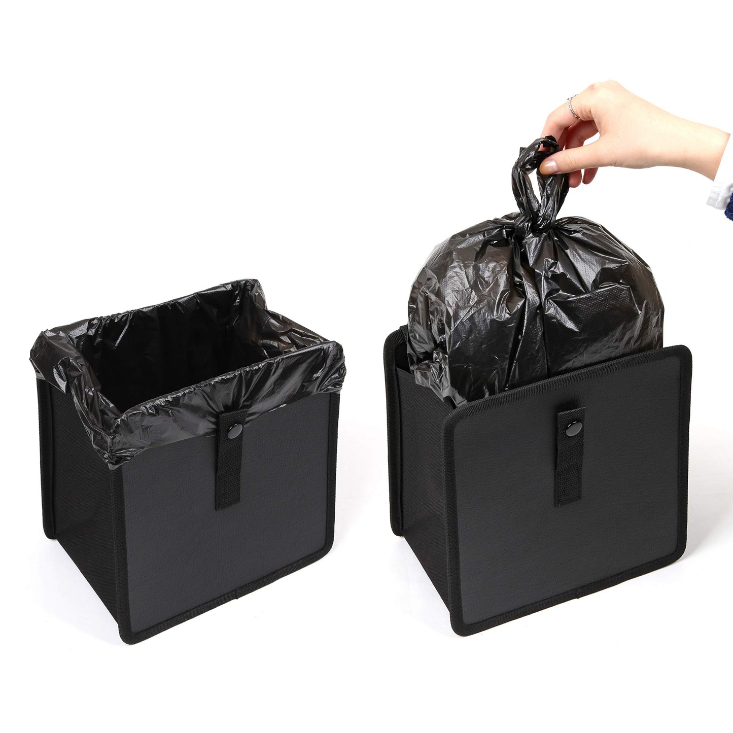 Car Trash Can, Leather Trash Bag Foldable Hanging bin - CarsBling - Best Car Gifts & Accessories