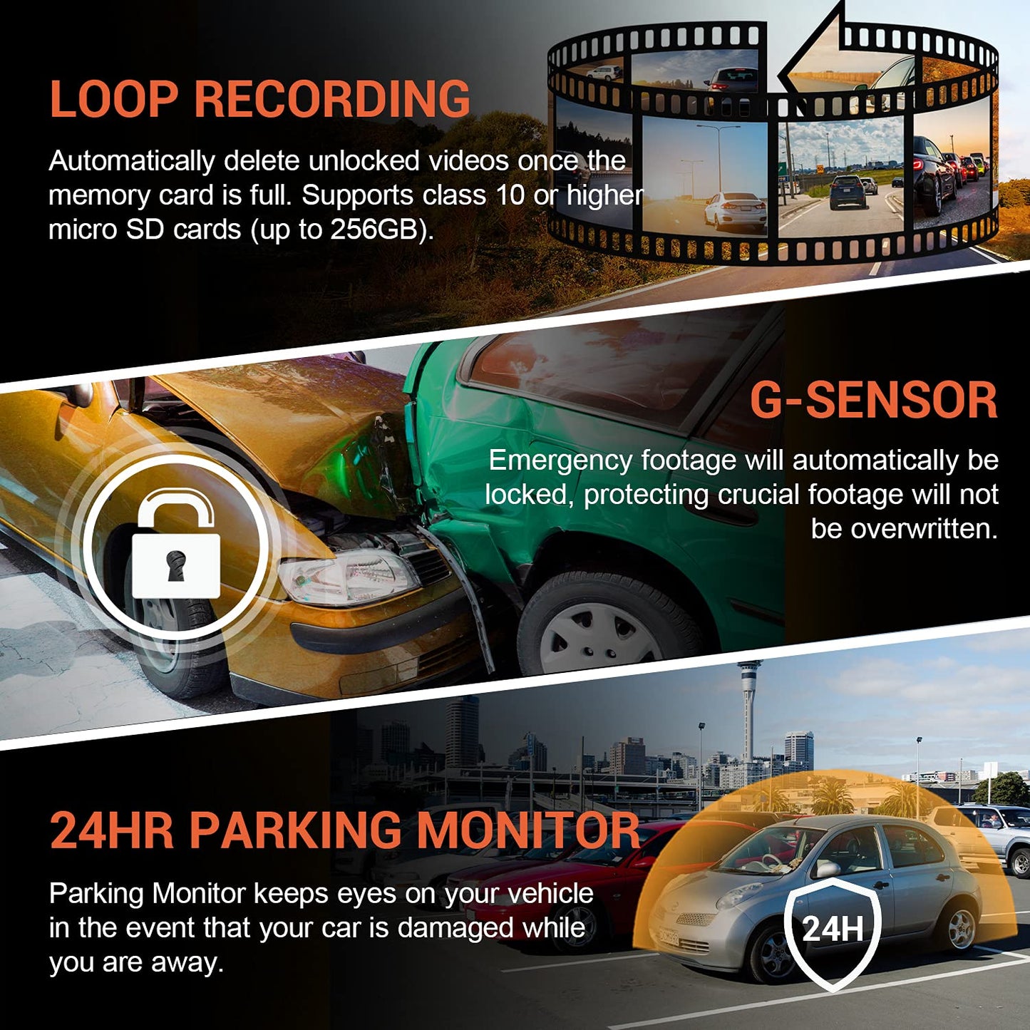 4K Car Front Dash Cam + Rear Wi-Fi 170° Wide Angle Rear Cam - CarsBling - Best Car Gifts & Accessories