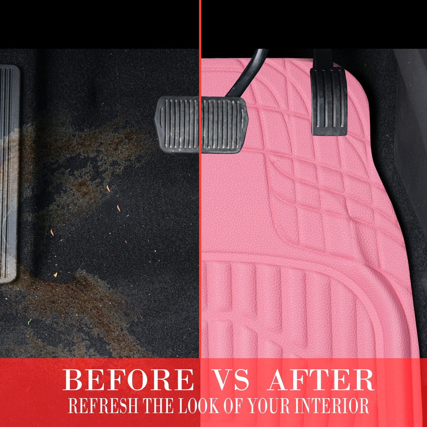 Leather Car Floor Mats, Waterproof All-Weather, Full Set - CarsBling - Best Car Gifts & Accessories