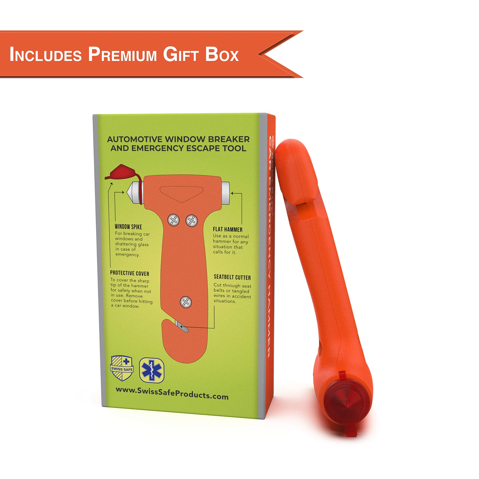 Durable 5-1 Car Window Breaker Tool, Seatbelt Cutter - Orange (1 Pack) - CarsBling - Best Car Gifts & Accessories