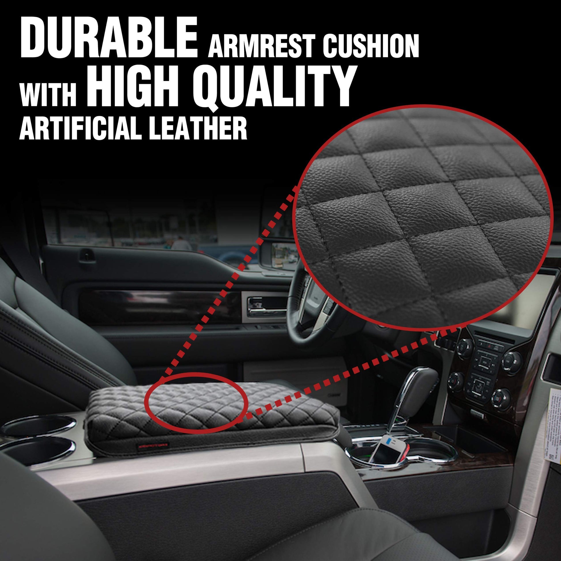 F-150 Center Console Cover, Armrest Cushion, Interior Accessories - CarsBling - Best Car Gifts & Accessories