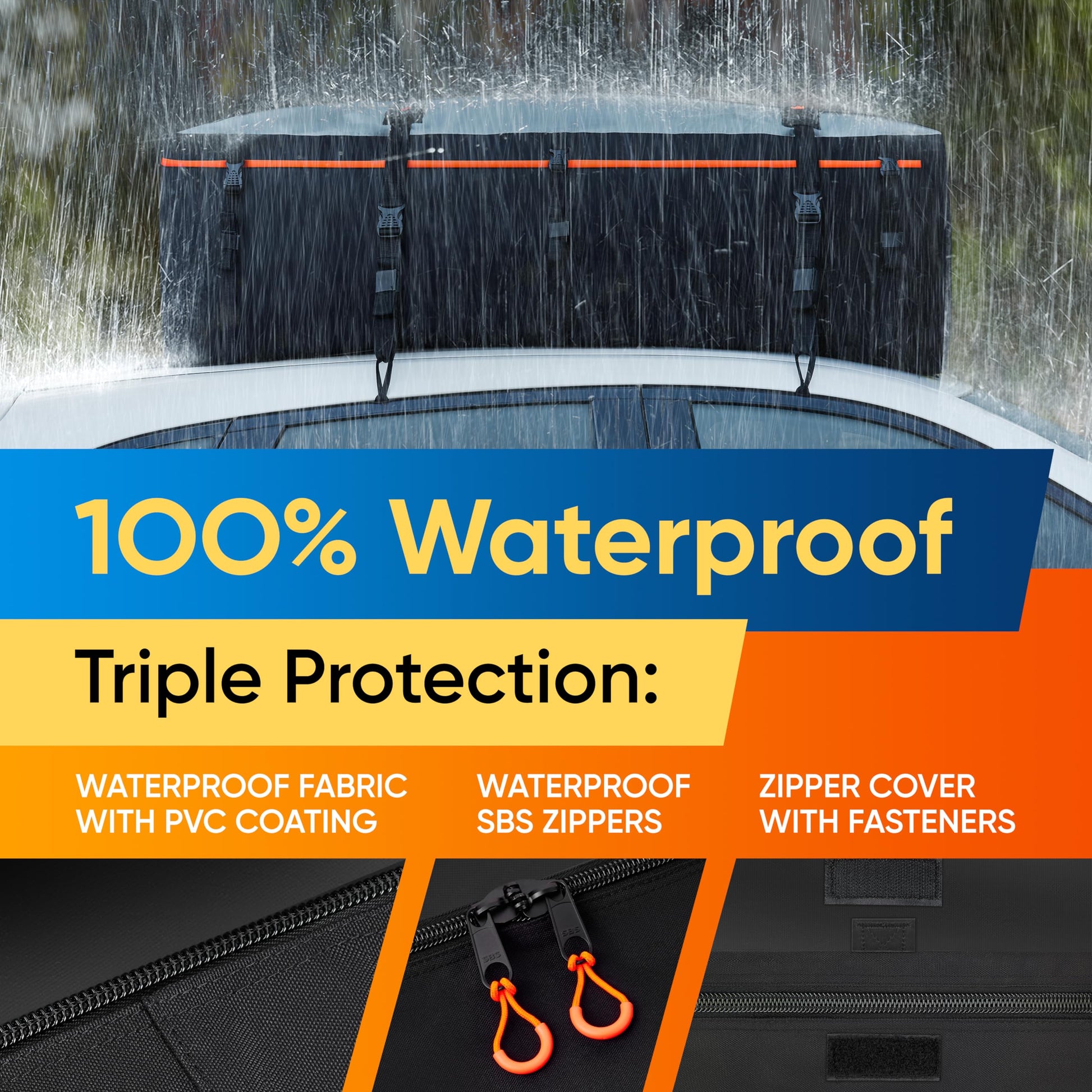 Military-Grade Waterproof Roof Bag, XXL 23 Cubic Feet - CarsBling - Best Car Gifts & Accessories