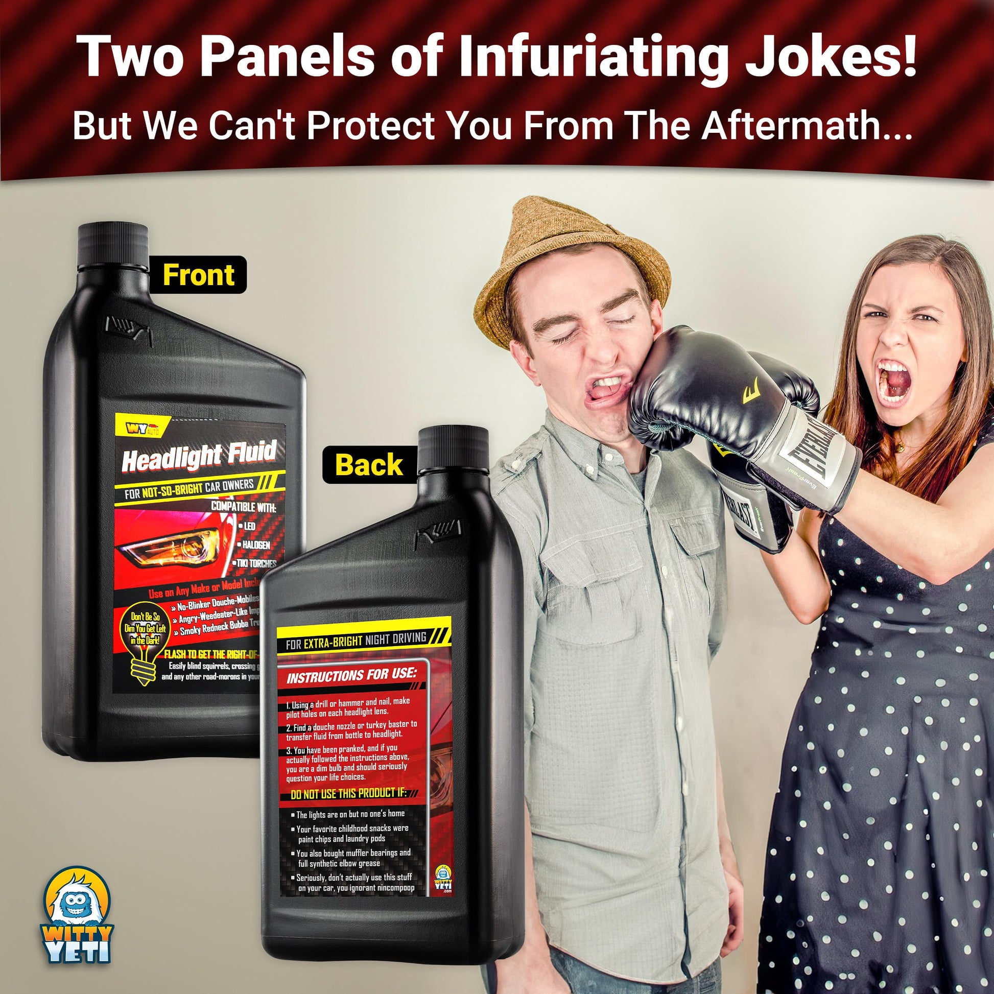 Witty Yeti Headlight Fluid: Hilarious Car Gag Gift for Automotive Enthusiasts - CarsBling - Best Car Gifts & Accessories