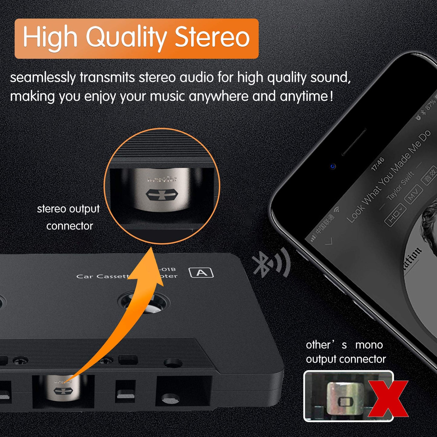 Bluetooth Cassette Receiver, Tape Player Adapter - CarsBling - Best Car Gifts & Accessories