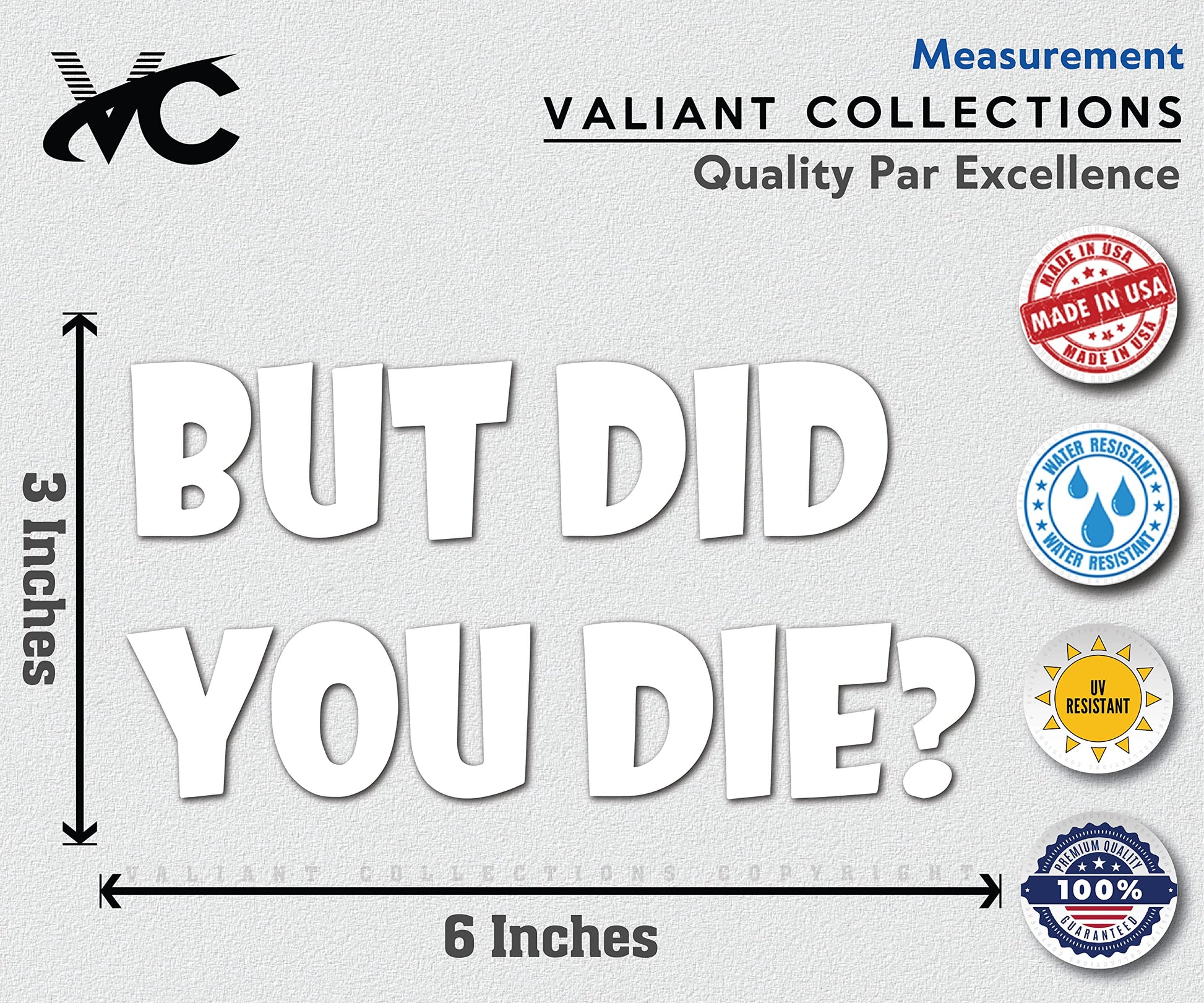 "But DID You Die" Funny Car Vinyl Bumper Sticker - CarsBling - Best Car Gifts & Accessories